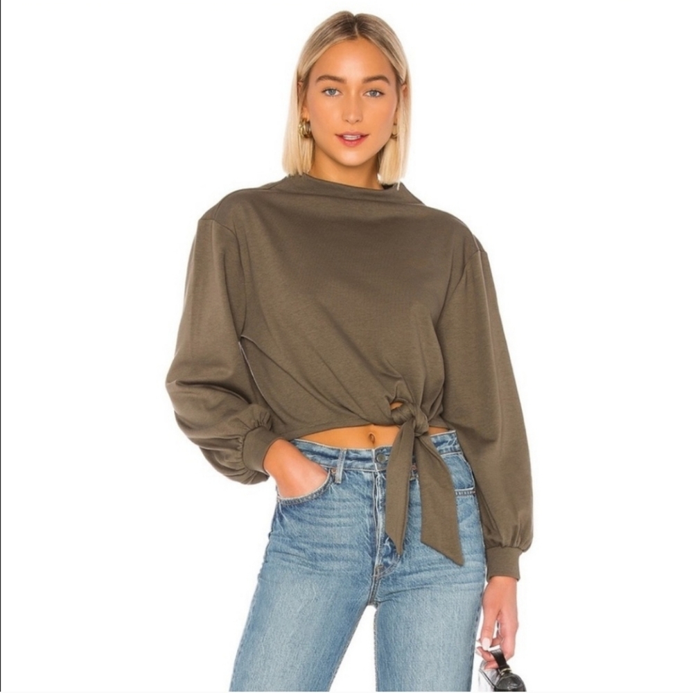 House of Harlow crop tie waist fashion sweatshirt